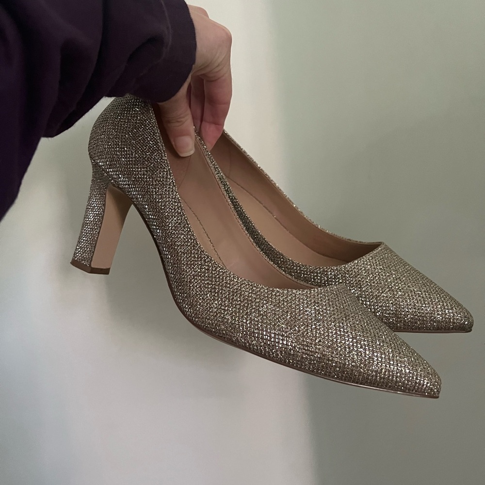 Cole Haan gold champagne sparkle heels